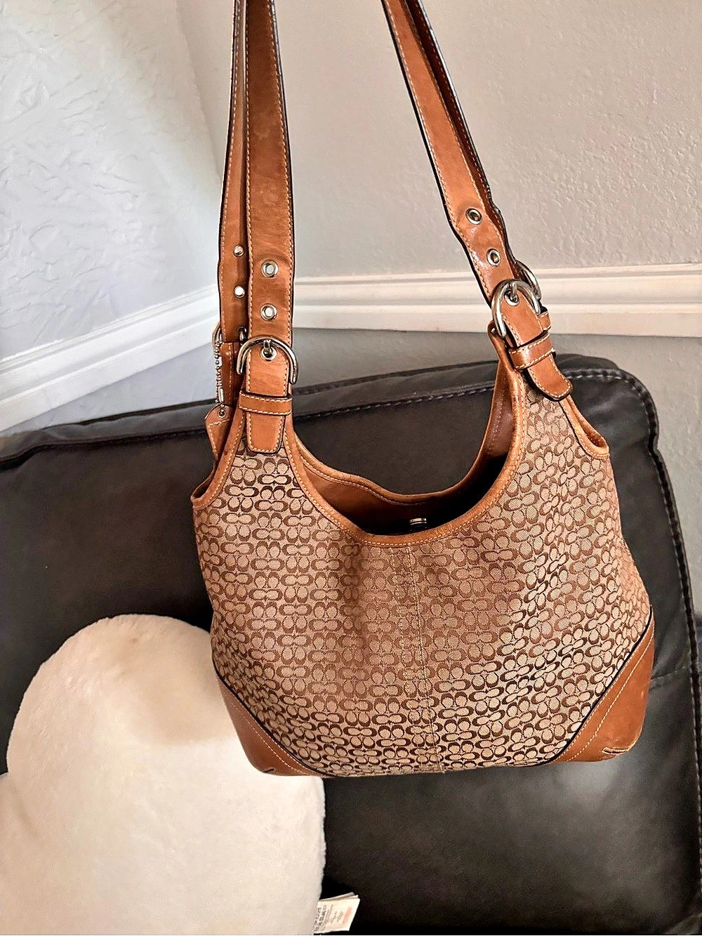 COACH Bleecker Signature Buckle Hobo Bag Hobo Bag in Brown